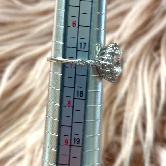 3.2 Ct. t.w. Created White Sapphire and Diamond accent Halo Ring - Picture 8 of 9